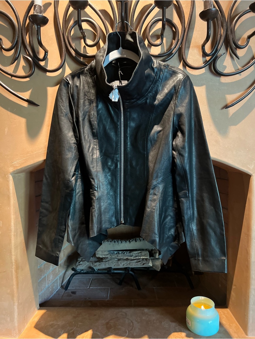 AllSaints Black Asymmetric Zip Leather Jacket Grace Biker jacket